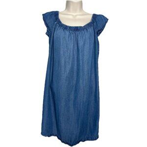 Cloth & Stone Tencel Denim Off Shouldere Tunic Sheath Shift Dress M A001024
